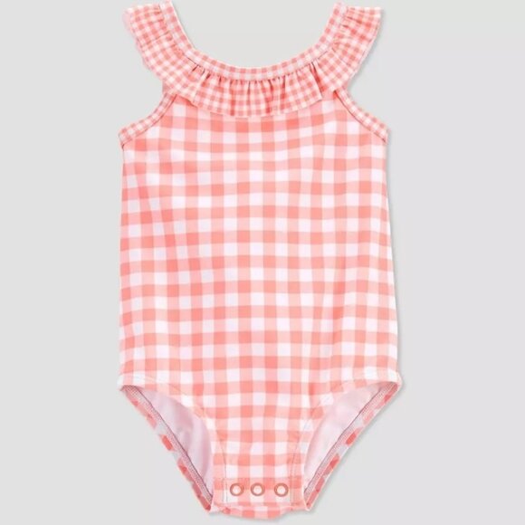 Carter's Just One YouToddler Girls Gingham Sleeveless One Piece Swimsuit 18M - Picture 1 of 6